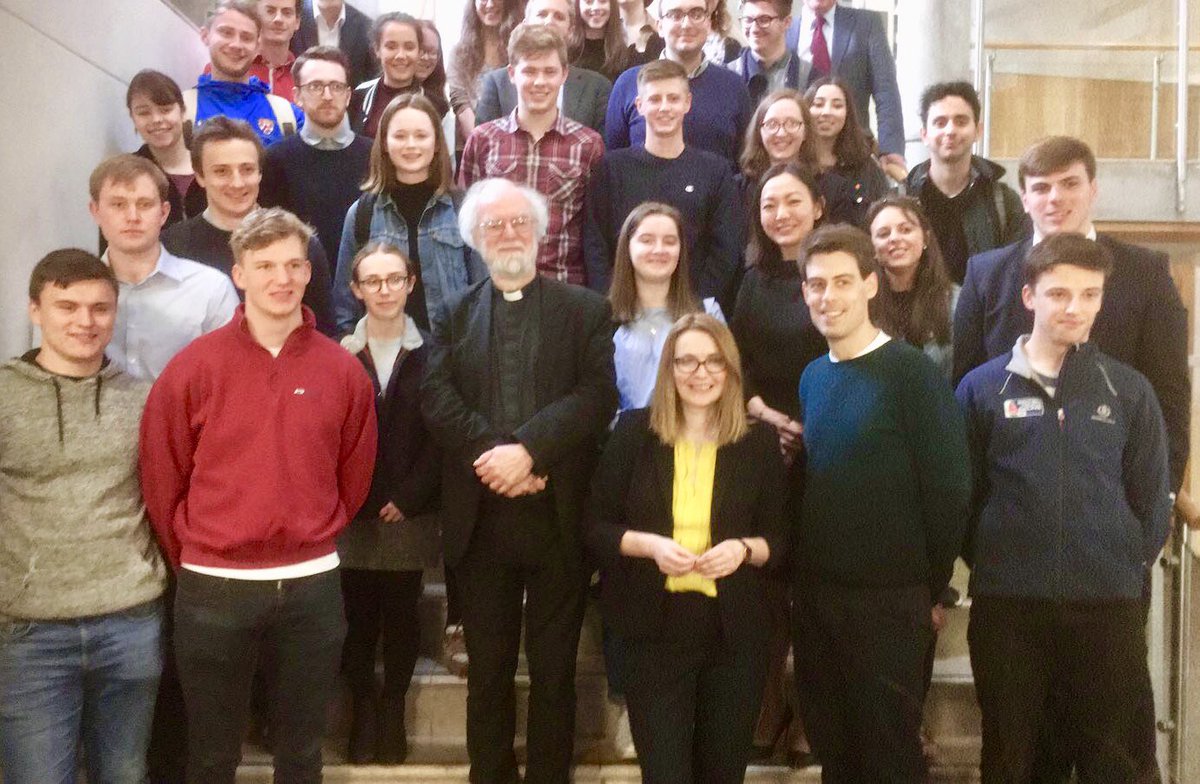 The Master of Magdalene, Dr Rowan Williams with Kirsty Williams and Magdalene College Outreach staff and students