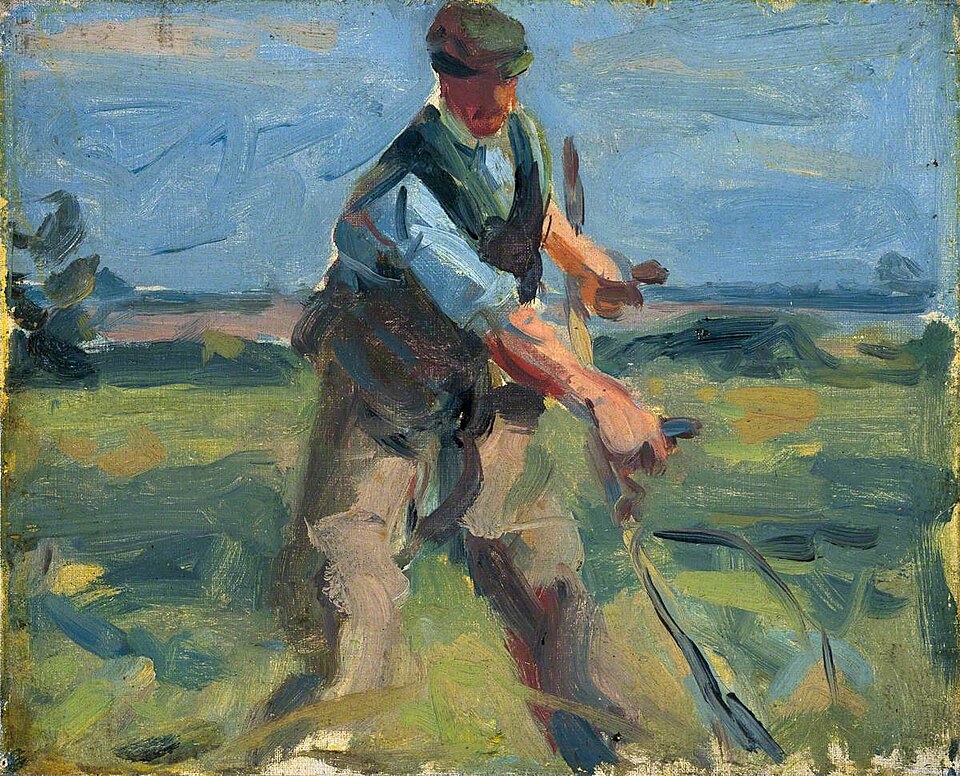 Harry Becker (1865-1928): A Man with a Scythe, Mowing - Colchester and Ipswich Museums Service