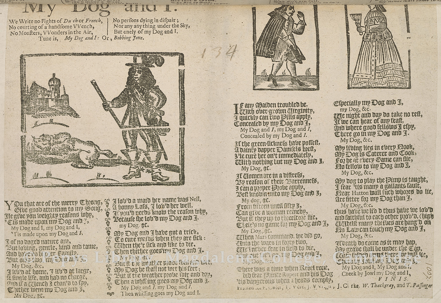 Broadside Ballad My dog and I – Pepys Ballads IV.229 (c.1678)