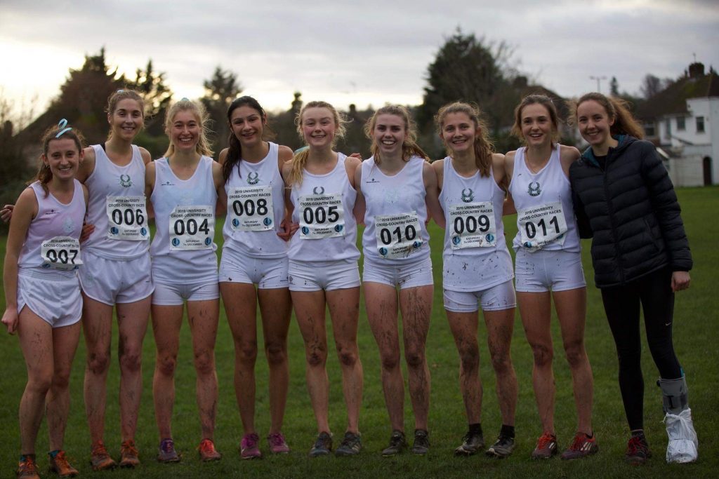 Niamh (centre) with her teammates at the 2019 University Cross Country Races. Image Credit to Niamh Bridson Hubbard.