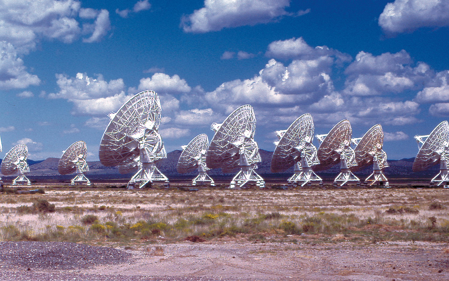 The Very Large Array radio telescope observatory, New Mexico, U.S.A. Radio telescopes enable study of dense interstellar clouds where stars and their planets form. (Image Credit:  NRAO/AUI/NSF)