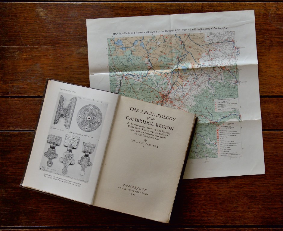 The first edition of The Archaeology of the Cambridge Region, with the accompanying Map IV – Roman period map (image: CAU, 2023)