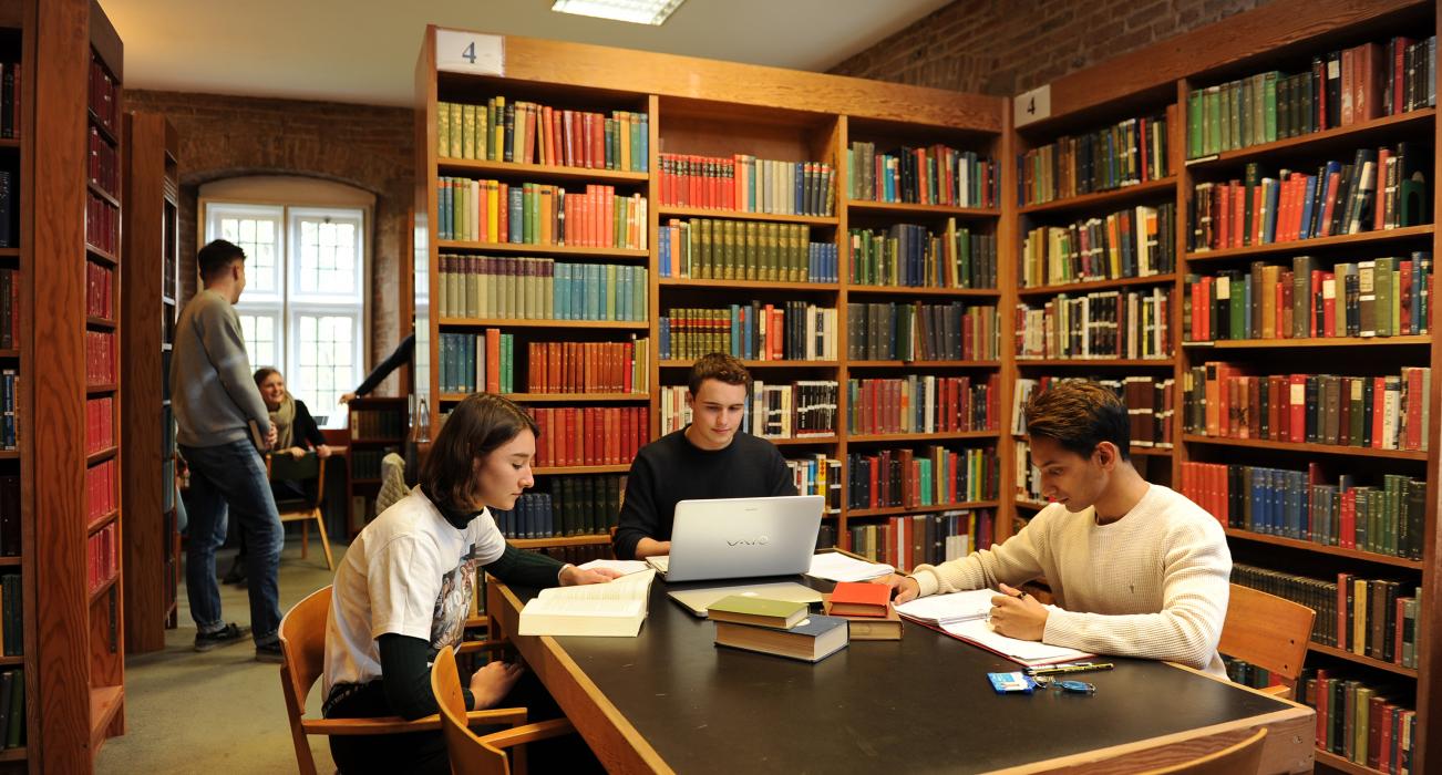 People studying in the library