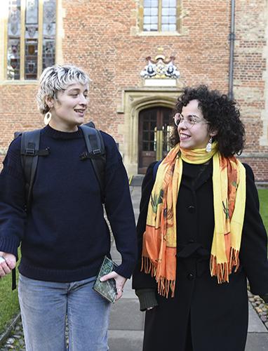 Students walking through First Court