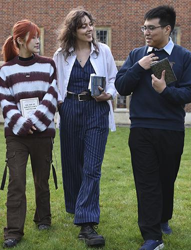 Students chatting and walking