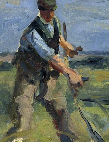 Harry Becker A Man with a Scythe Mowing