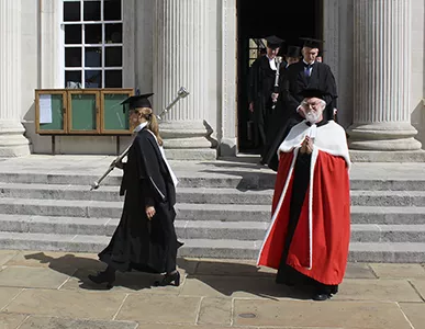 Dr Rowan Williams exiting Graduation Ceremony 