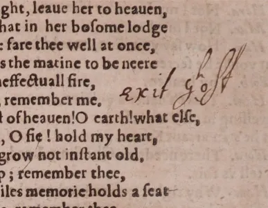 Old Library I.4.3(2), William Shakespeare, Hamlet, London: c1619-1623, D1r.