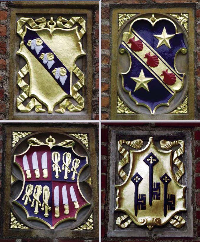Four coats of arms in First Court.
