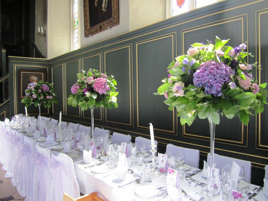 Flowers in Hall, getting married at Magdalene College Cambridge