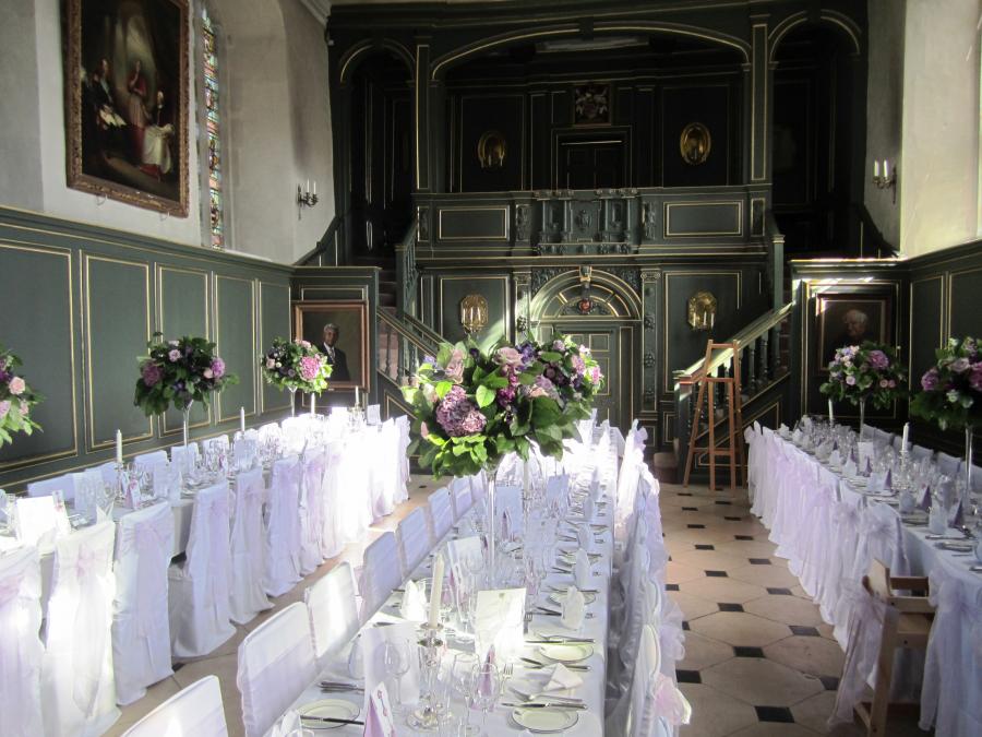 Wedding breakfast in Hall at Magdalene College Cambridge
